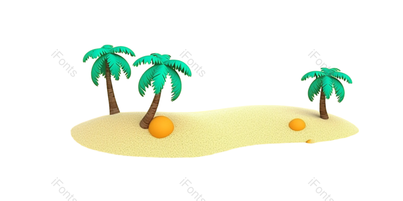 元素图片,夏天元素,椰子树PNG,3D免抠素材